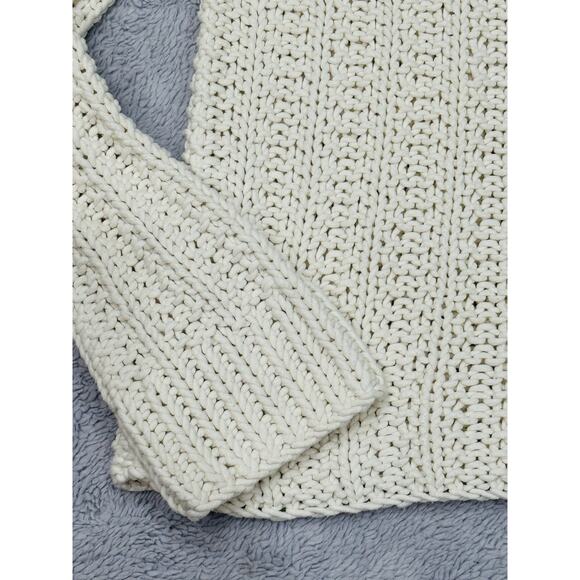 J. CREW ‘KNIT BY HAND’ IVORY CHUNKY KNIT SWEATER SZ MEDIUM - Picture 5 of 9